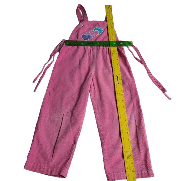 Vintage 80's Bubble Gum Pink Corduroy Hearts Pleated Overalls Girls 12 mo 2139 - Picture 3 of 6